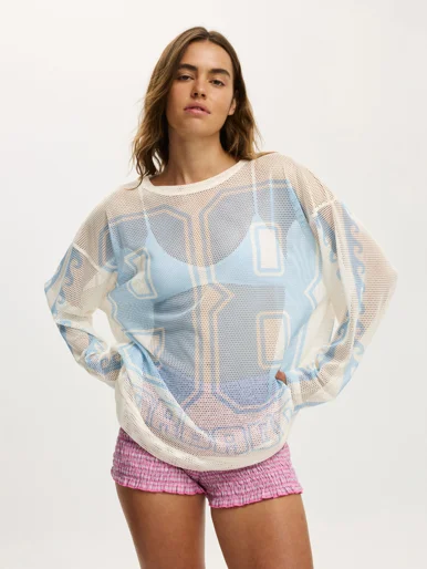 COTTON ON Áo Dài Tay Nữ - The L/S Mesh Graphic Tee