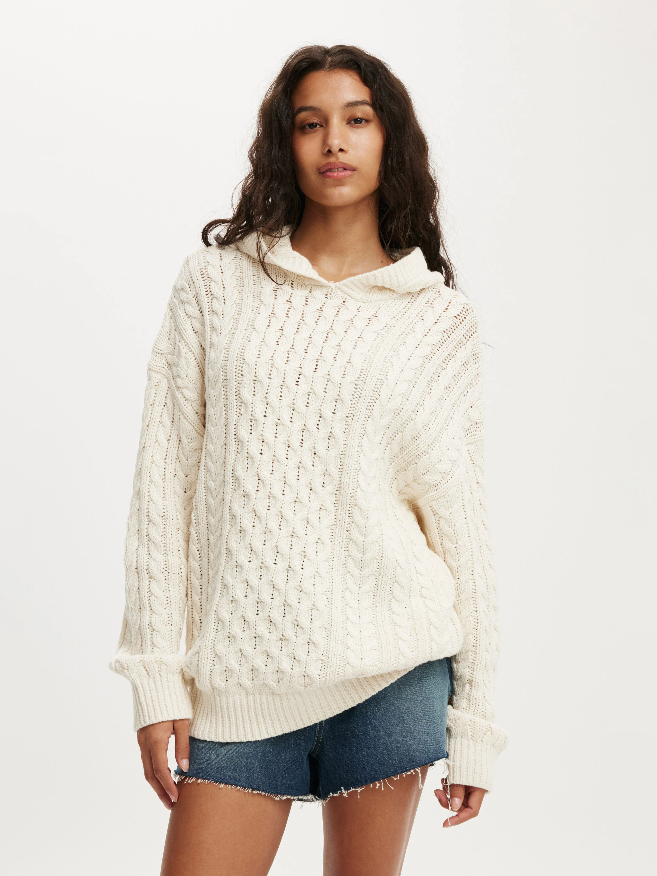 COTTON ON Áo Chui Đầu Có Nón Nữ - Oversized Cable Hoody