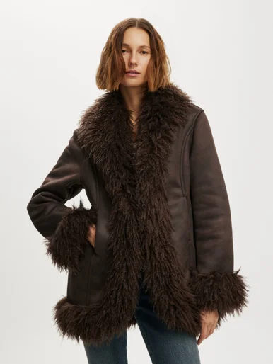 COTTON ON Áo Khoác Lông Dài Tay Nữ-Penny Lane Coat
