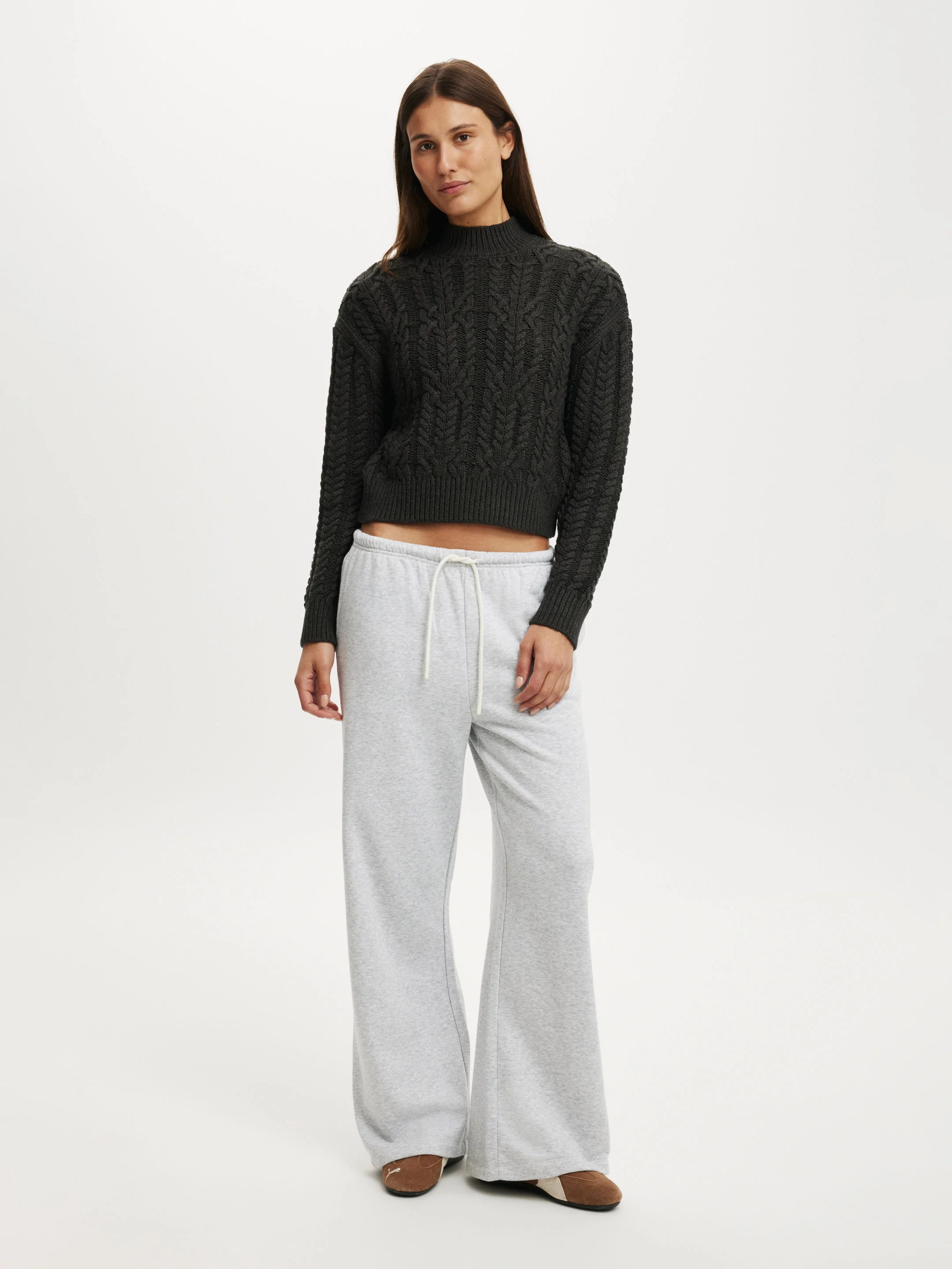 COTTON ON Áo Len Dài Tay Nữ - Boxy Mock Neck Knit Sweater