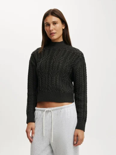 COTTON ON Áo Len Dài Tay Nữ - Boxy Mock Neck Knit Sweater