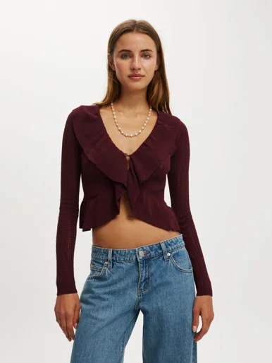 COTTON ON Áo Cardigan Dài Tay Nữ - Ruffle Knit Cardi