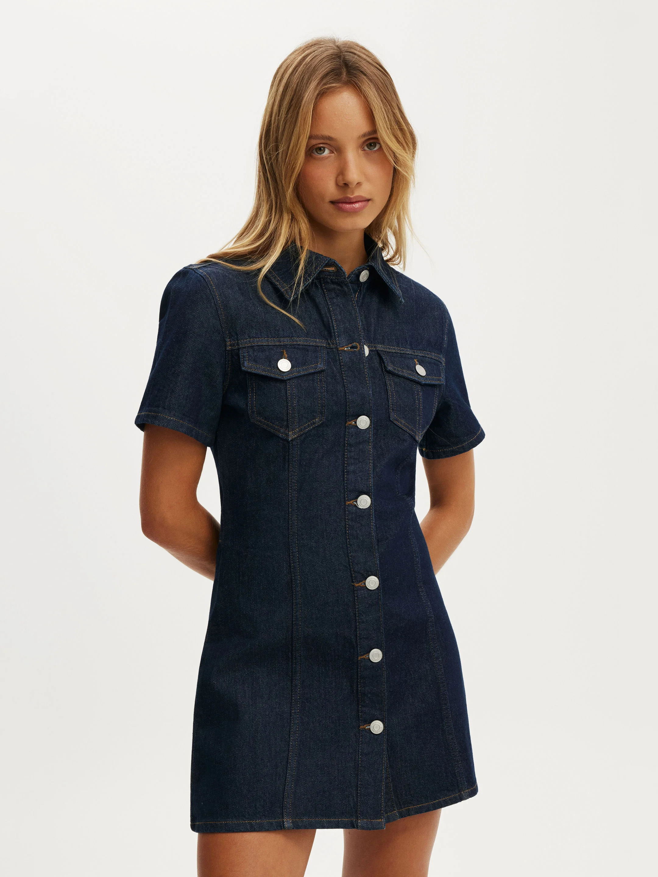 COTTON ON Đầm Jeans Tay Ngắn Nữ - Short Sleeve Dress
