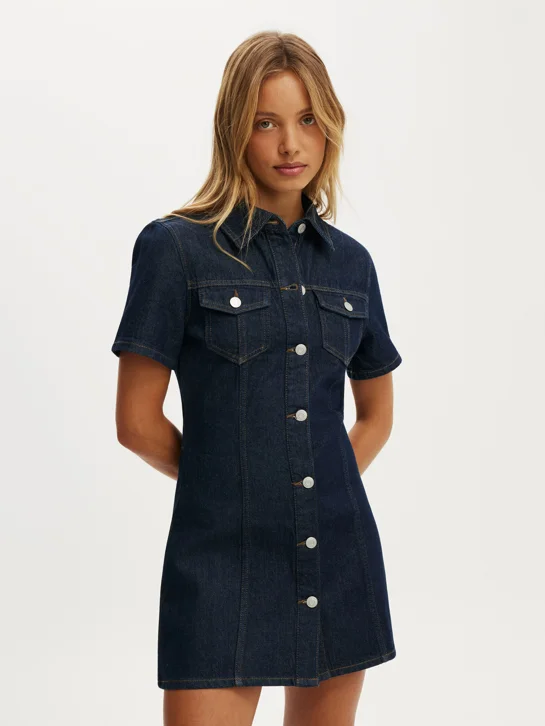 COTTON ON Đầm Jeans Tay Ngắn Nữ - Short Sleeve Dress