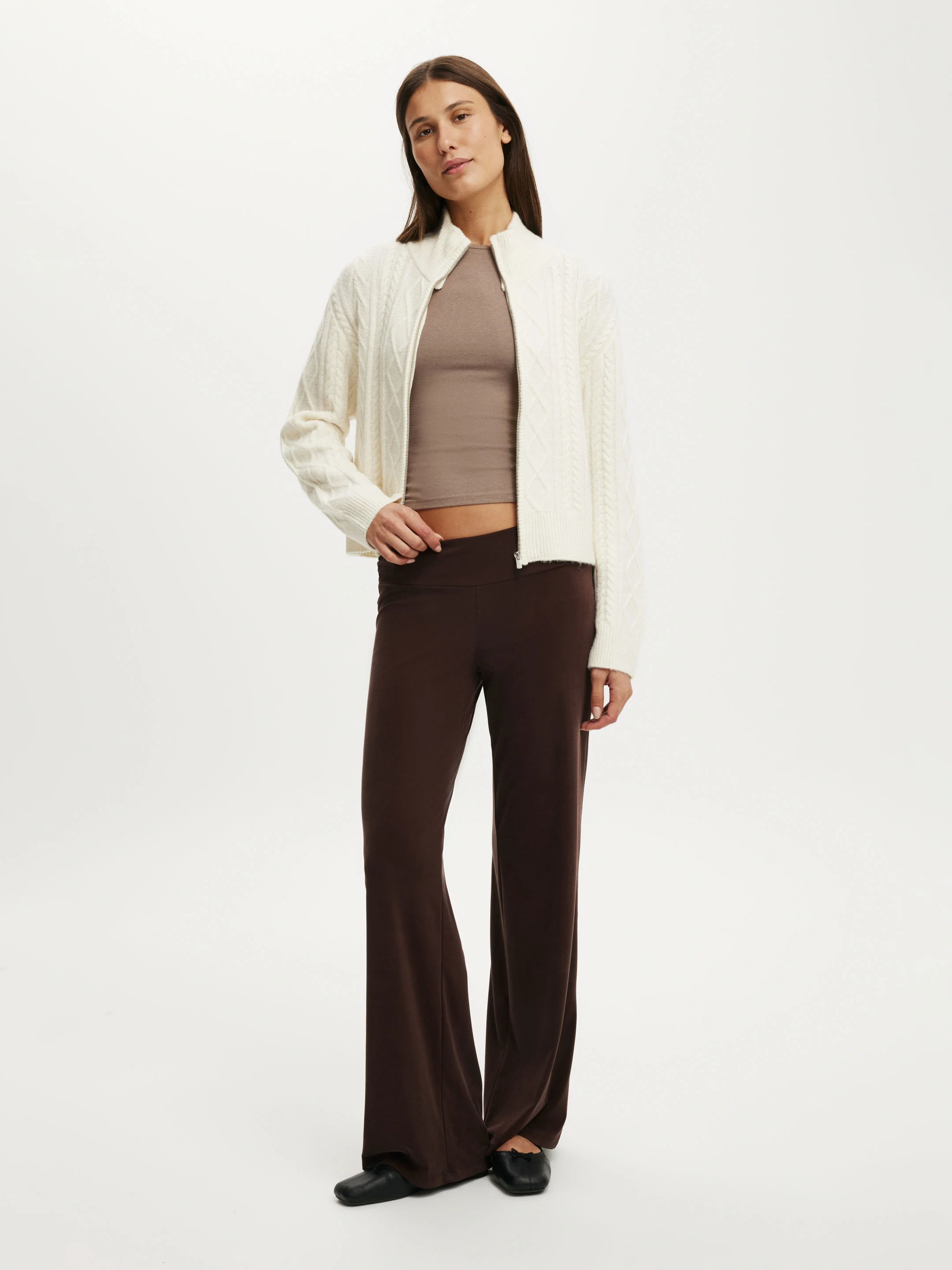 COTTON ON Áo Khoác Len Bomber Nữ - Cable Knit Bomber