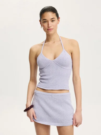 COTTON ON Áo Len Hở Lưng Nữ-Sparkle Knit Halter