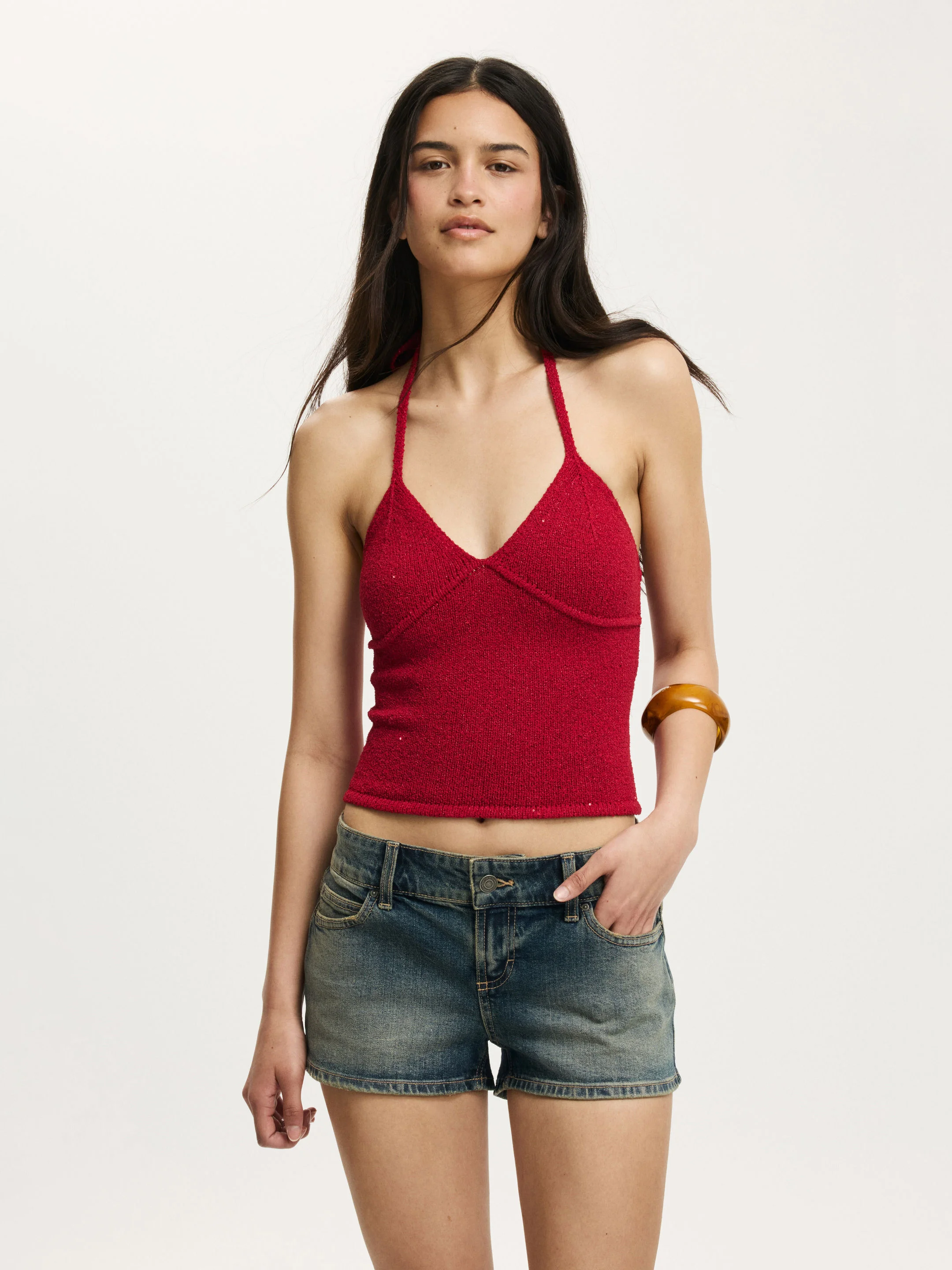 COTTON ON Áo Len Hở Lưng Nữ-Sparkle Knit Halter