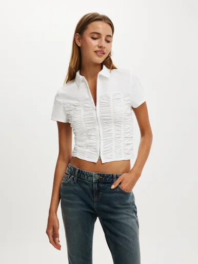 COTTON ON Áo Sơ Mi Ngắn Tay Nữ - Riley Gathered Shirt