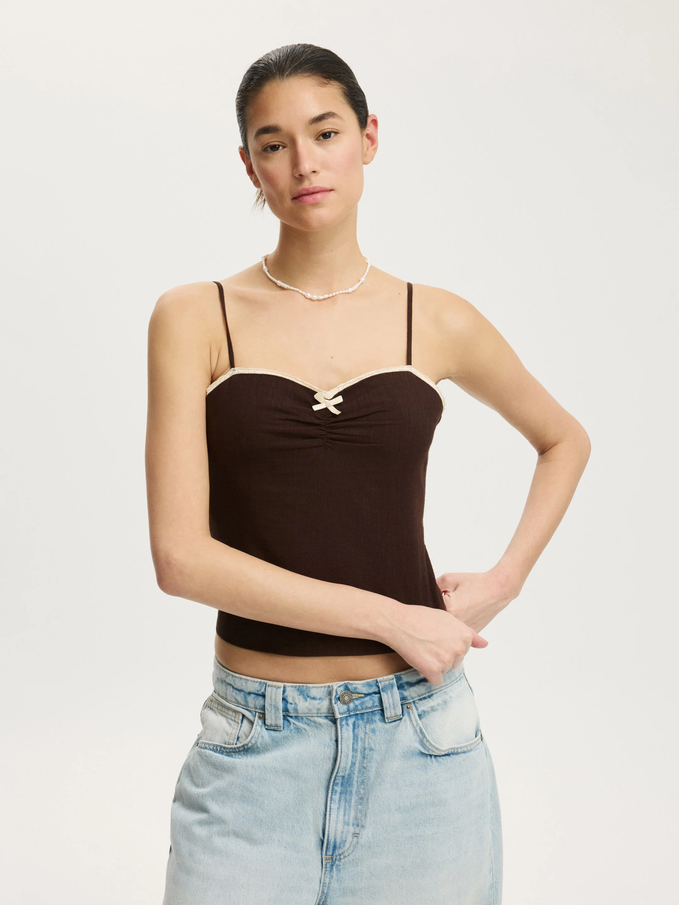 COTTON ON Áo Hai Dây Nữ - Bow Cotton Cami