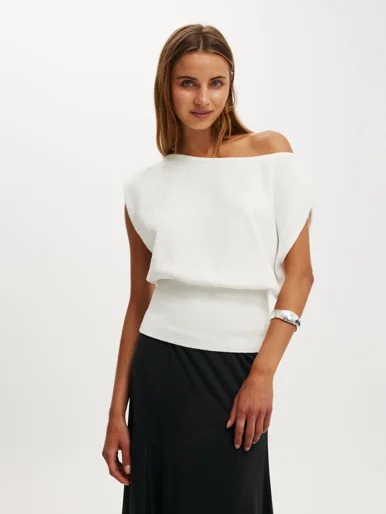 COTTON ON Áo Lệch Vai Nữ - Hazy Short Sleeve Batwing Knit
