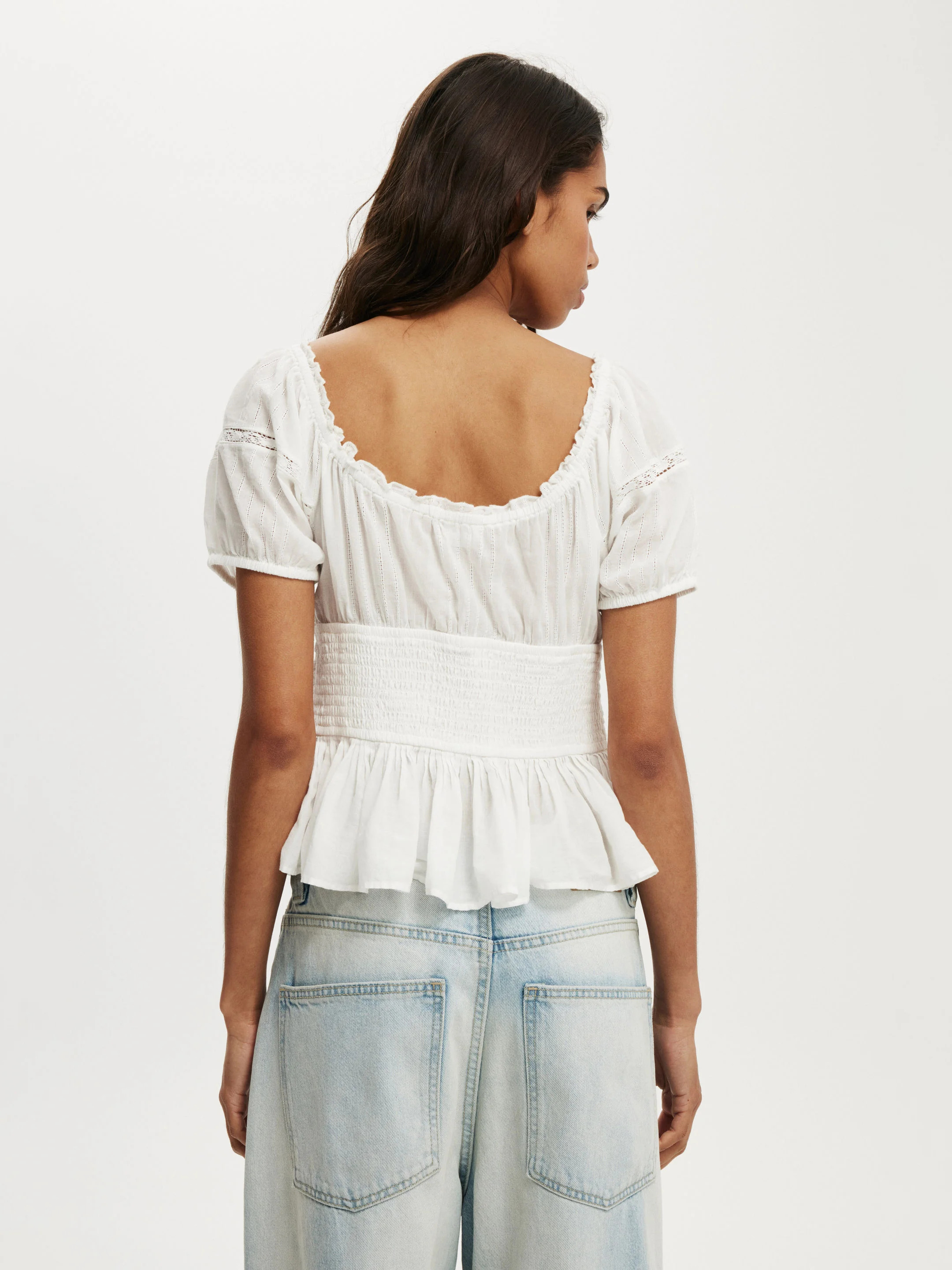 COTTON ON Áo Kiểu Ngắn Tay Nữ-Harper Lace Blouse