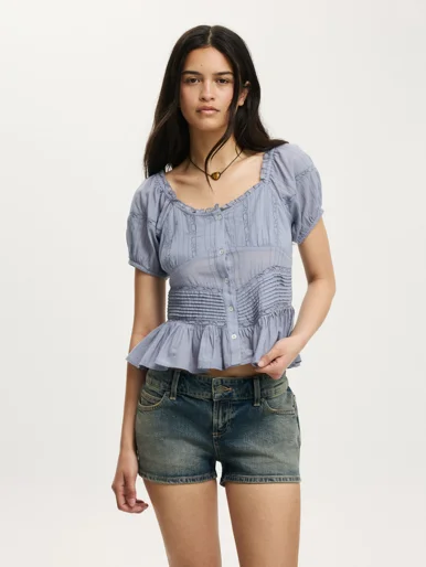 COTTON ON Áo Kiểu Ngắn Tay Nữ-Harper Lace Blouse