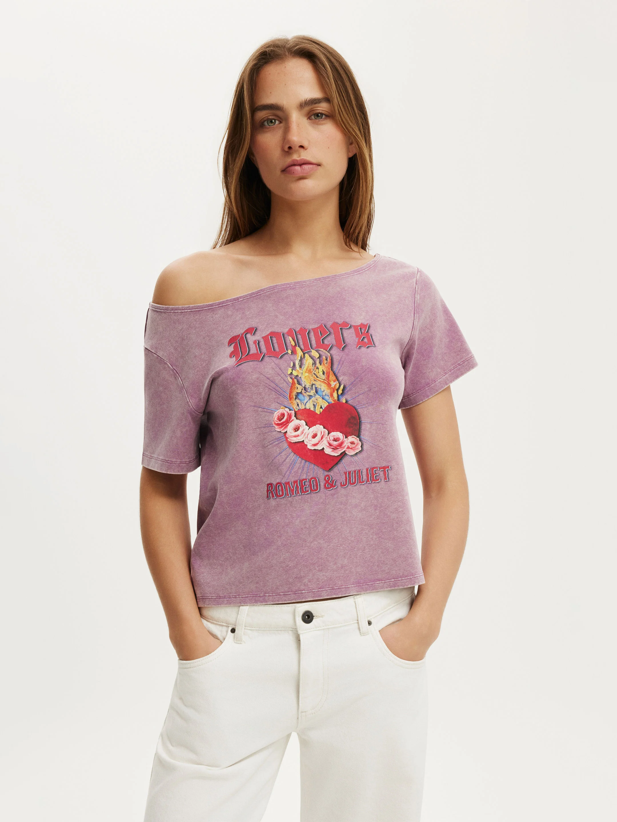 COTTON ON Áo Thun Lệch Vai Nữ - Lcn Off Shoulder Graphic Tee