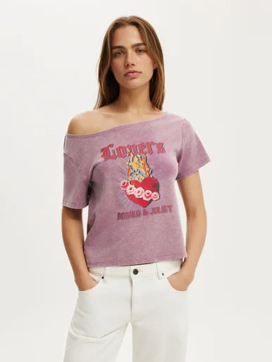 COTTON ON Áo Thun Lệch Vai Nữ - Lcn Off Shoulder Graphic Tee