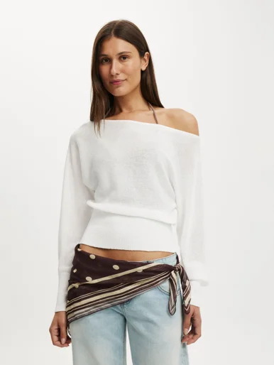 COTTON ON Áo Lệch Vai Nữ - The Breezy Ls Batwing Knit
