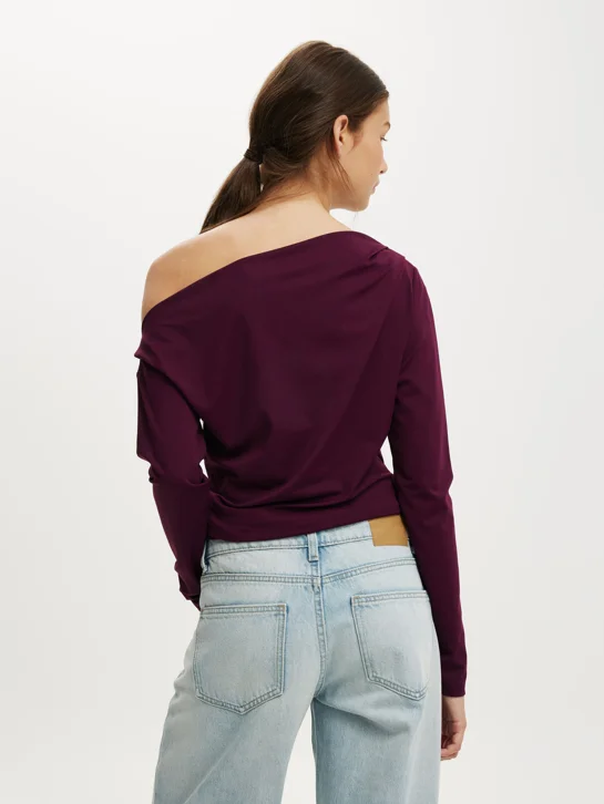 COTTON ON Áo Thun Lệch Vai Nữ-Georgie Off Shoulder Long Slee