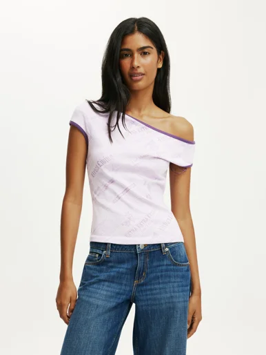 COTTON ON Áo Thun Lệch Vai Nữ-Off Shoulder Graphic Tee