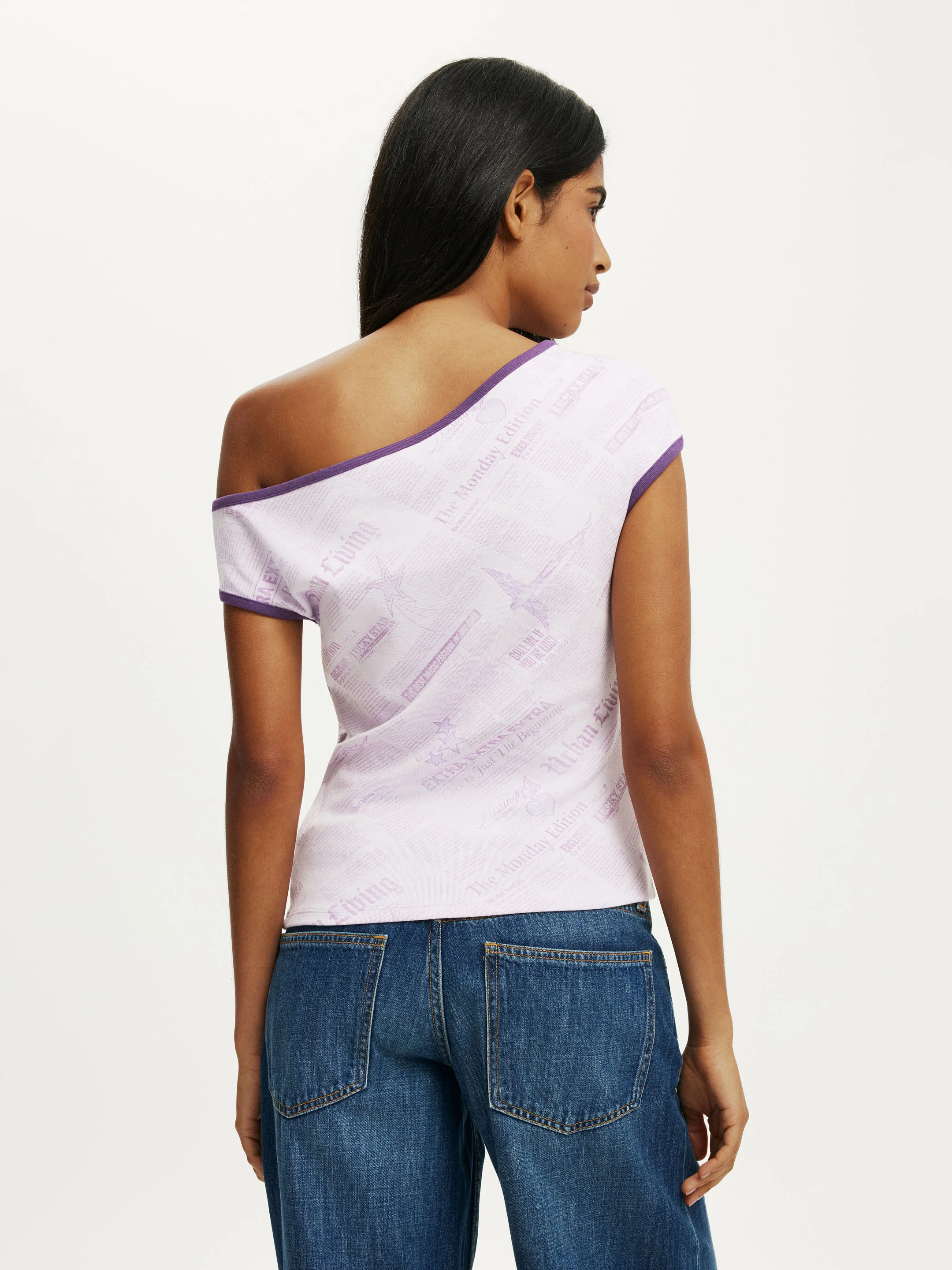 COTTON ON Áo Thun Lệch Vai Nữ-Off Shoulder Graphic Tee