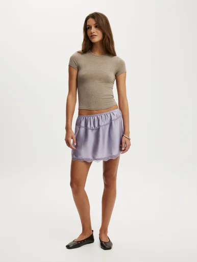COTTON ON Váy Mini Nữ-Satin Lace Slip Mini Skirt