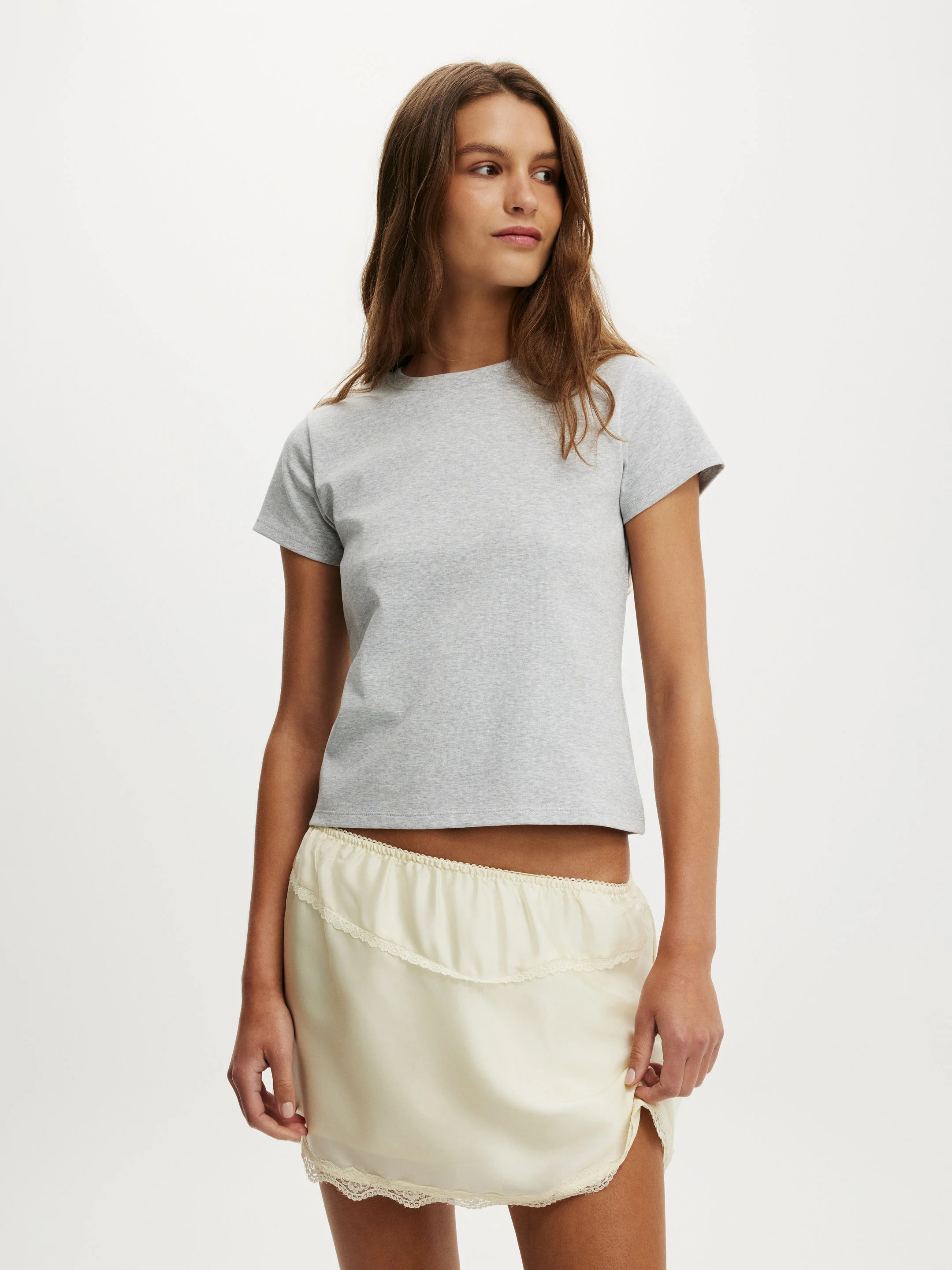 COTTON ON Váy Mini Nữ-Satin Lace Slip Mini Skirt
