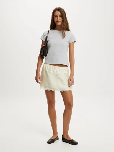 COTTON ON Váy Mini Nữ-Satin Lace Slip Mini Skirt