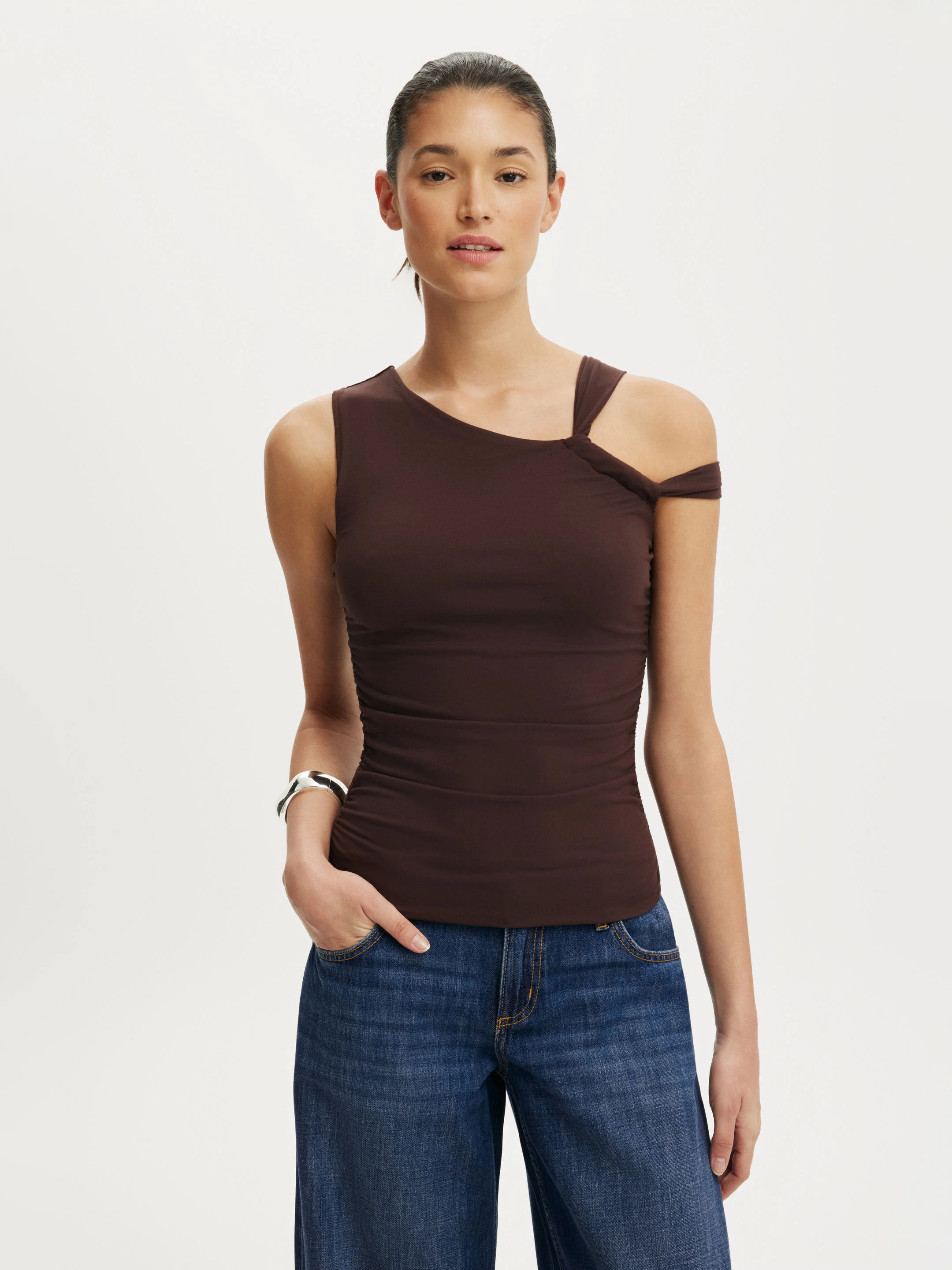 COTTON ON Áo Kiểu Ngắn Tay Nữ - Addison Twist One Shoulder Top
