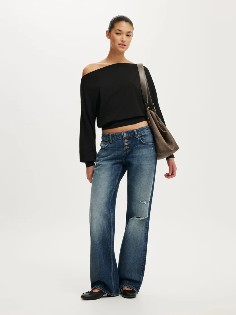 COTTON ON Áo Thun Lệch Vai Nữ - Sage Off Shoulder Long Sleeve