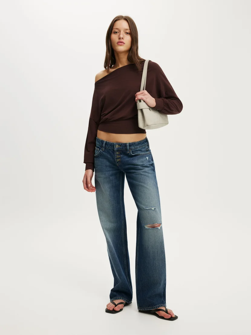 COTTON ON Áo Thun Lệch Vai Nữ - Sage Off Shoulder Long Sleeve