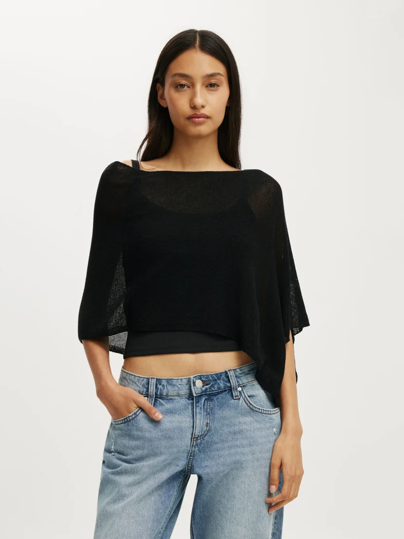 COTTON ON Áo Len Ngắn Tay Nữ - Sheer Knit Poncho