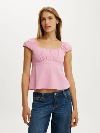 COTTON ON Áo Kiểu Nữ - Tie Back Babydoll Top