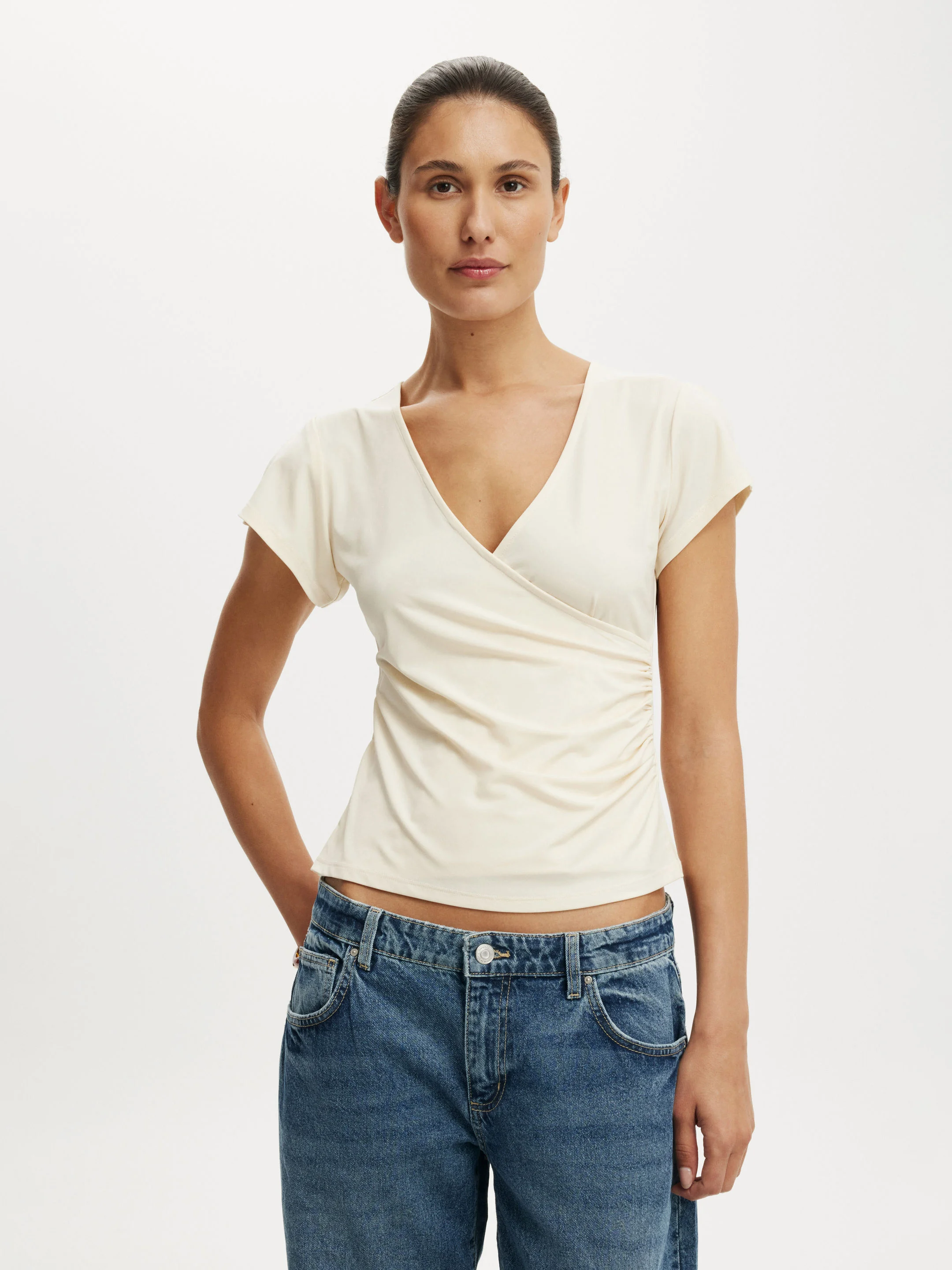 COTTON ON Áo Kiểu Ngắn Tay Nữ - Marlo Wrap Short Sleeve