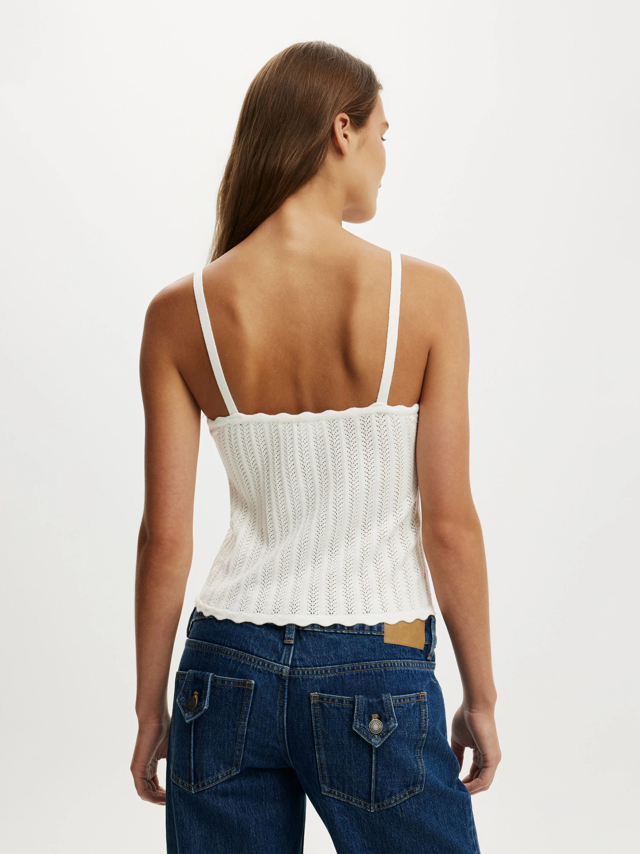COTTON ON Áo Kiểu Hai Dây Nữ - Scallop Edge Knit Cami