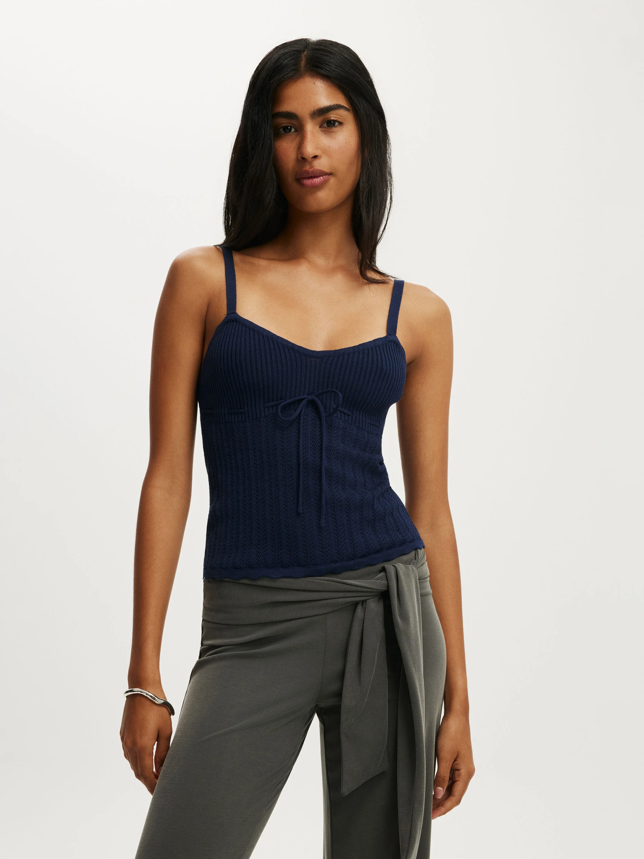 COTTON ON Áo Kiểu Hai Dây Nữ - Scallop Edge Knit Cami