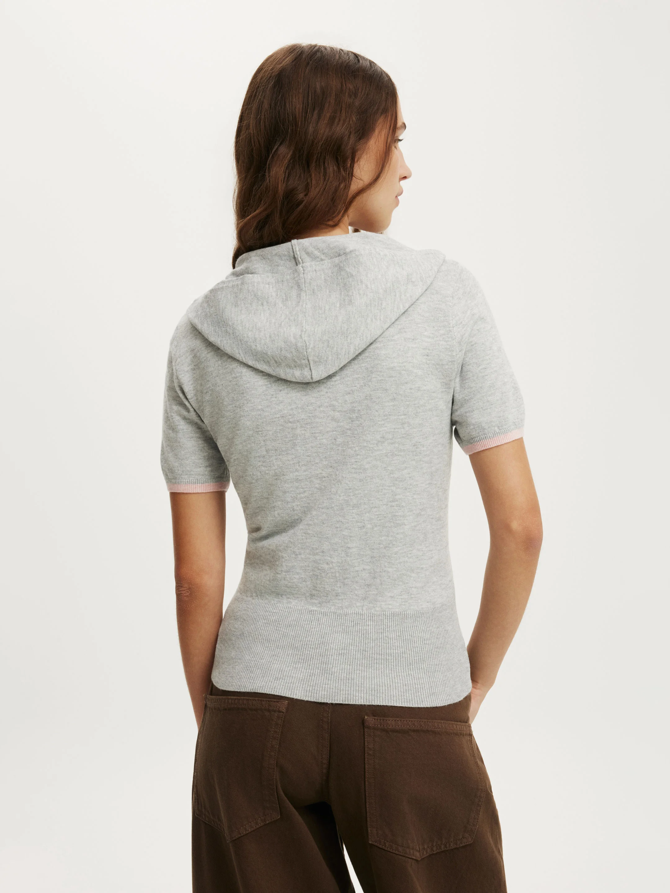 COTTON ON Áo Len Ngắn Tay Nữ - Cap Slv Sara Hooded Zip Knit