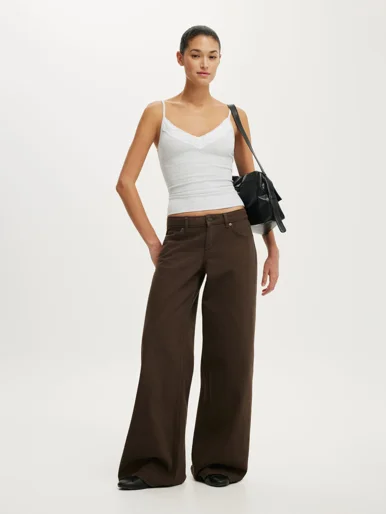 COTTON ON Áo Hai Dây Nữ - Lace Trim Longline Cami