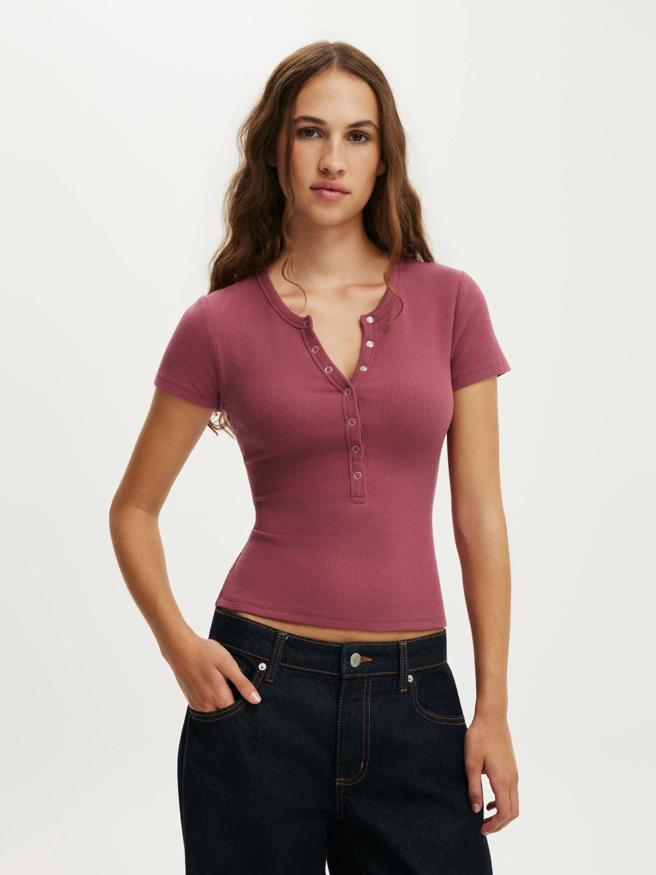 COTTON ON Áo Thun Ngắn Tay Nữ - Blake Short Sleeve Henley