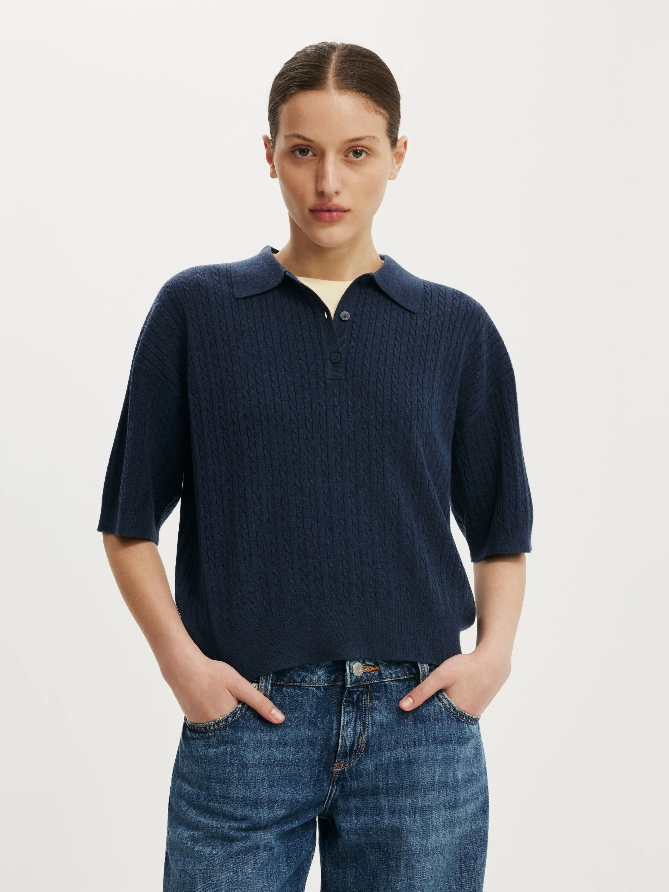 COTTON ON Áo Len Polo Nữ - Ss Boxy Polo Knit