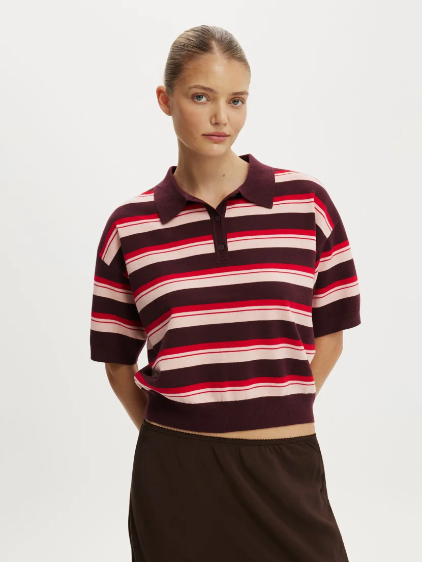 COTTON ON Áo Len Polo Nữ - Ss Boxy Polo Knit