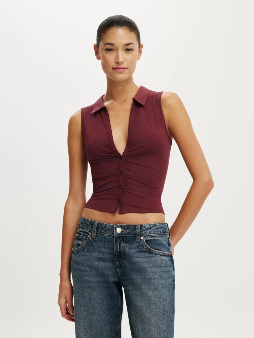 COTTON ON Áo Kiểu Polo Nữ - Gathered Front Polo