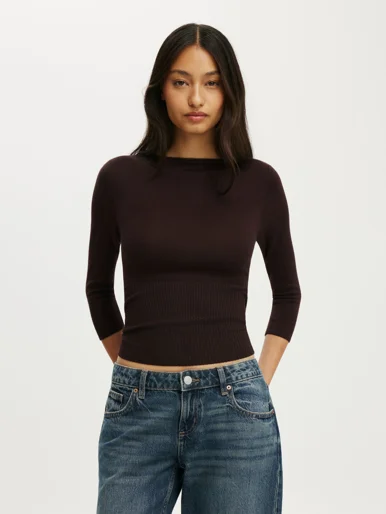 COTTON ON Áo Len Dài Tay Nữ - Close Knit Boat Neck