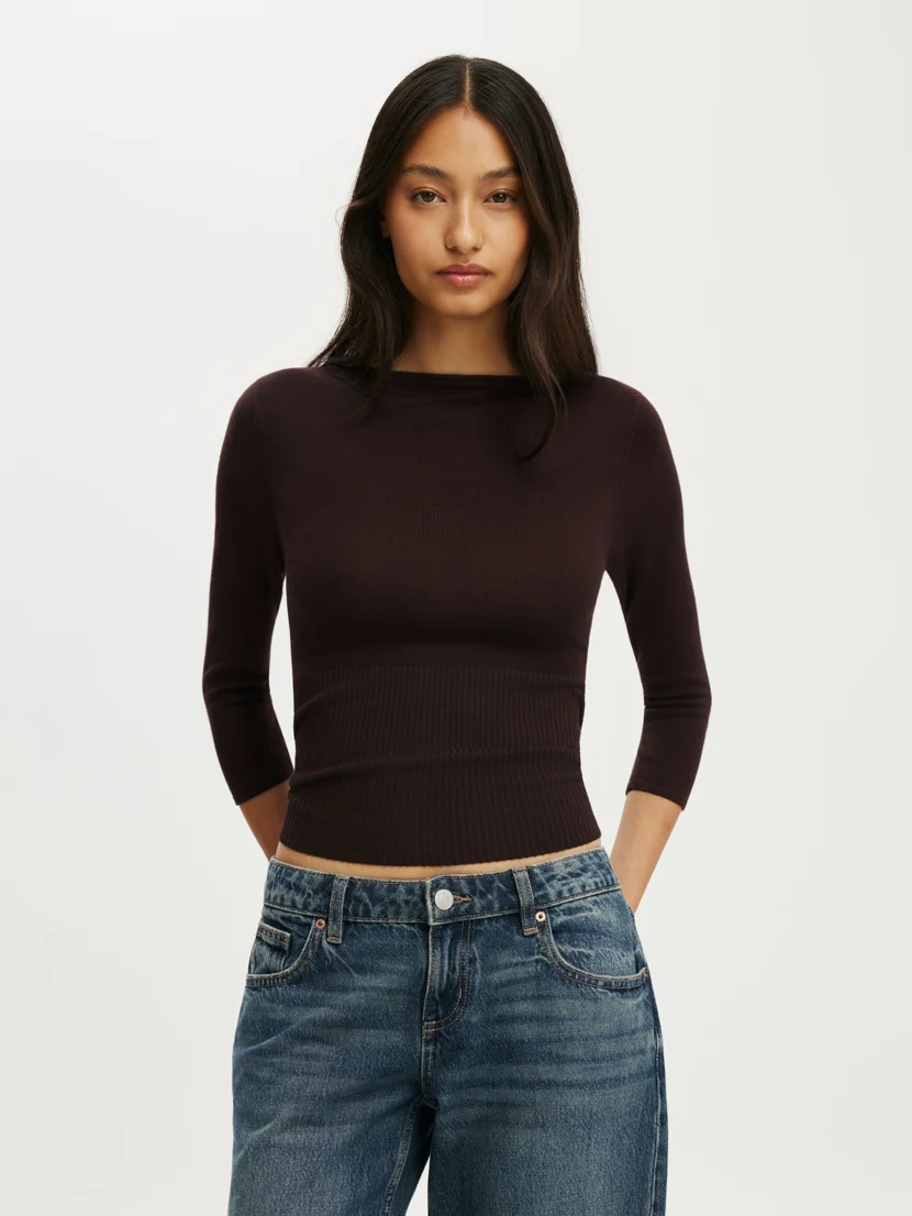 COTTON ON Áo Len Dài Tay Nữ - Close Knit Boat Neck