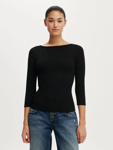 COTTON ON Áo Len Dài Tay Nữ - Close Knit Boat Neck