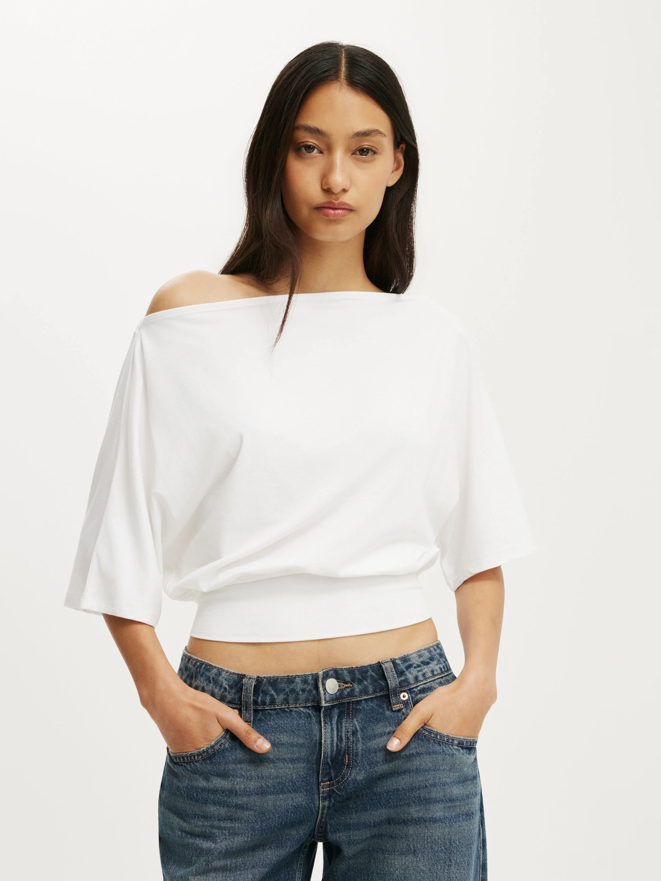 COTTON ON Áo Thun Lệch Vai Nữ - Sage Off Shoulder Short Sleeve