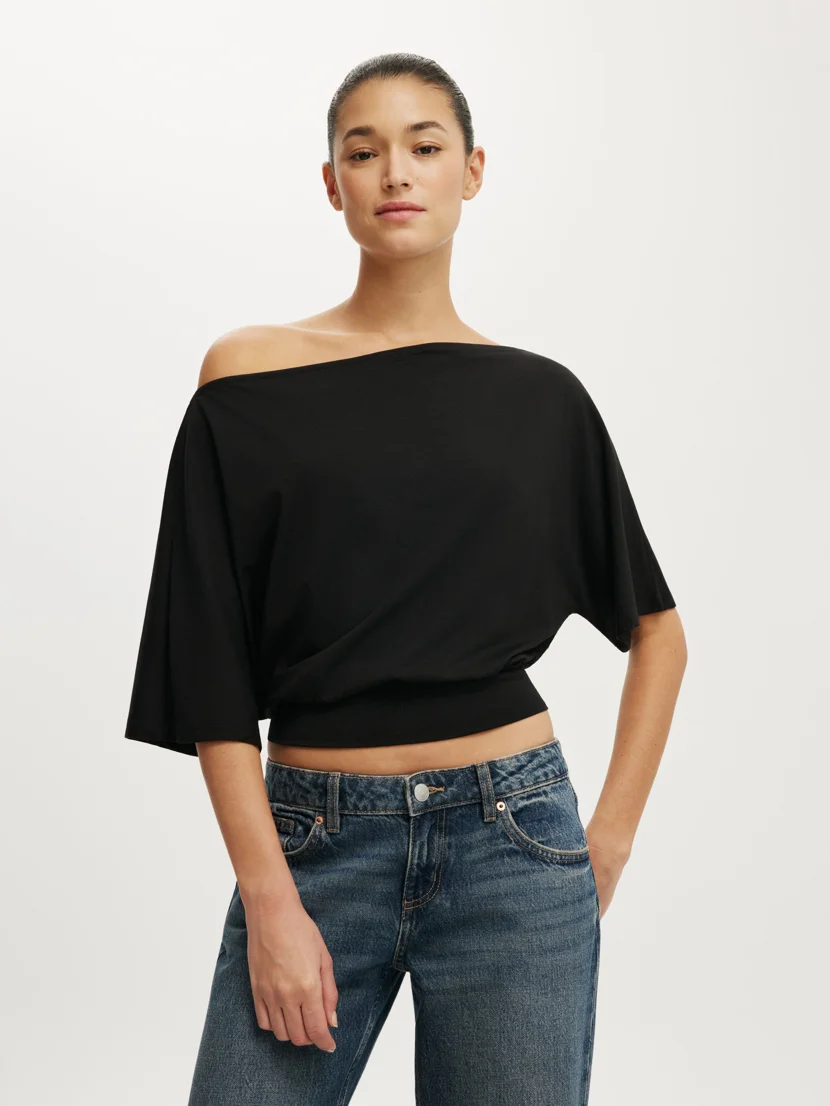 COTTON ON Áo Thun Lệch Vai Nữ - Sage Off Shoulder Short Sleeve
