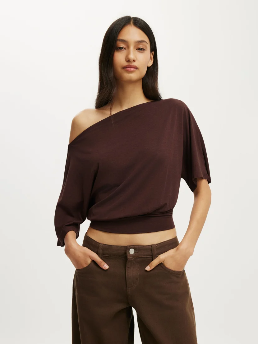 COTTON ON Áo Thun Lệch Vai Nữ - Sage Off Shoulder Short Sleeve