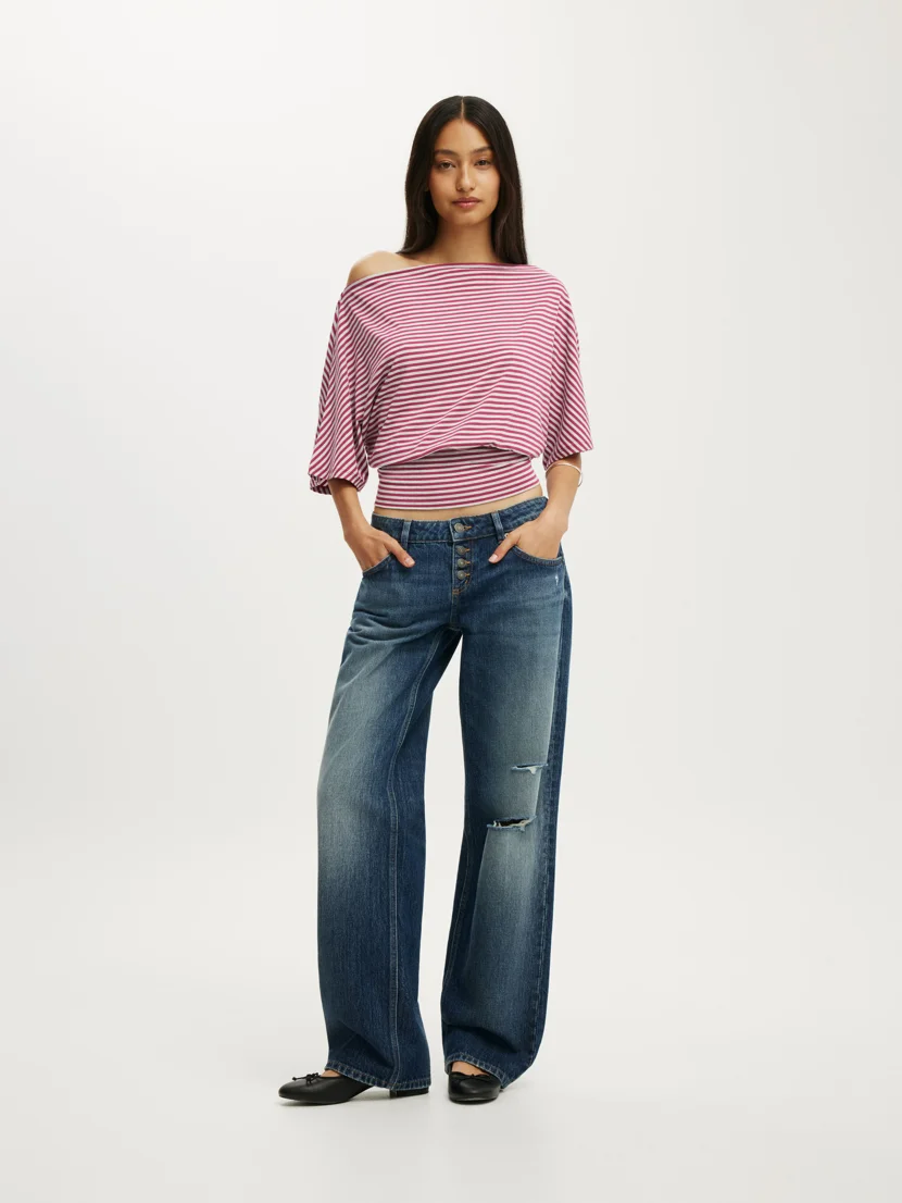 COTTON ON Áo Thun Lệch Vai Nữ - Sage Off Shoulder Short Sleeve
