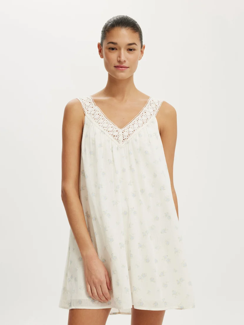 COTTON ON Đầm Mini Nữ - Abbey Lace Trim Mini Dress
