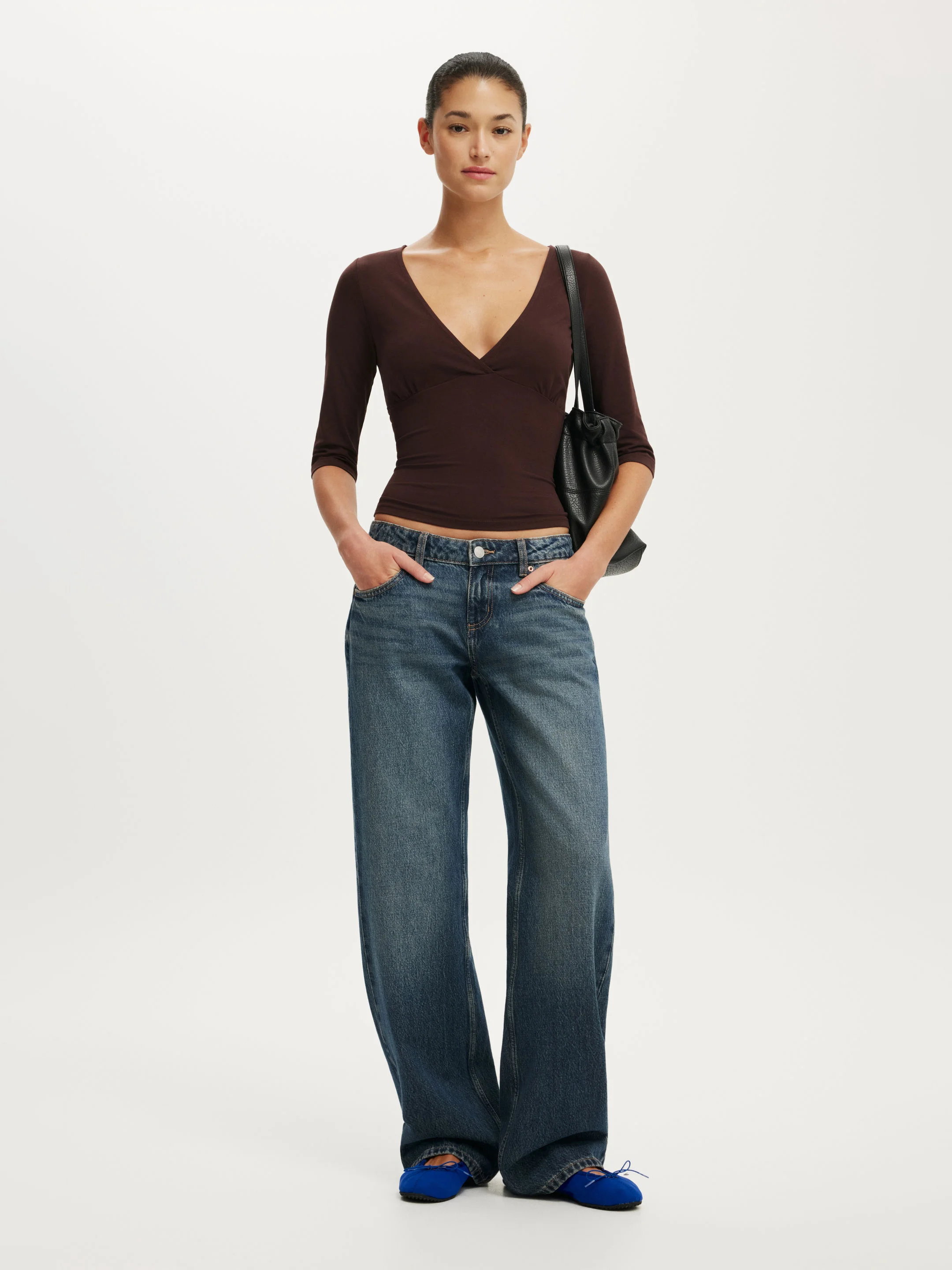 COTTON ON Áo Thun Tay Lừng Cổ V - Maple V Neck 3/4 Sleeve