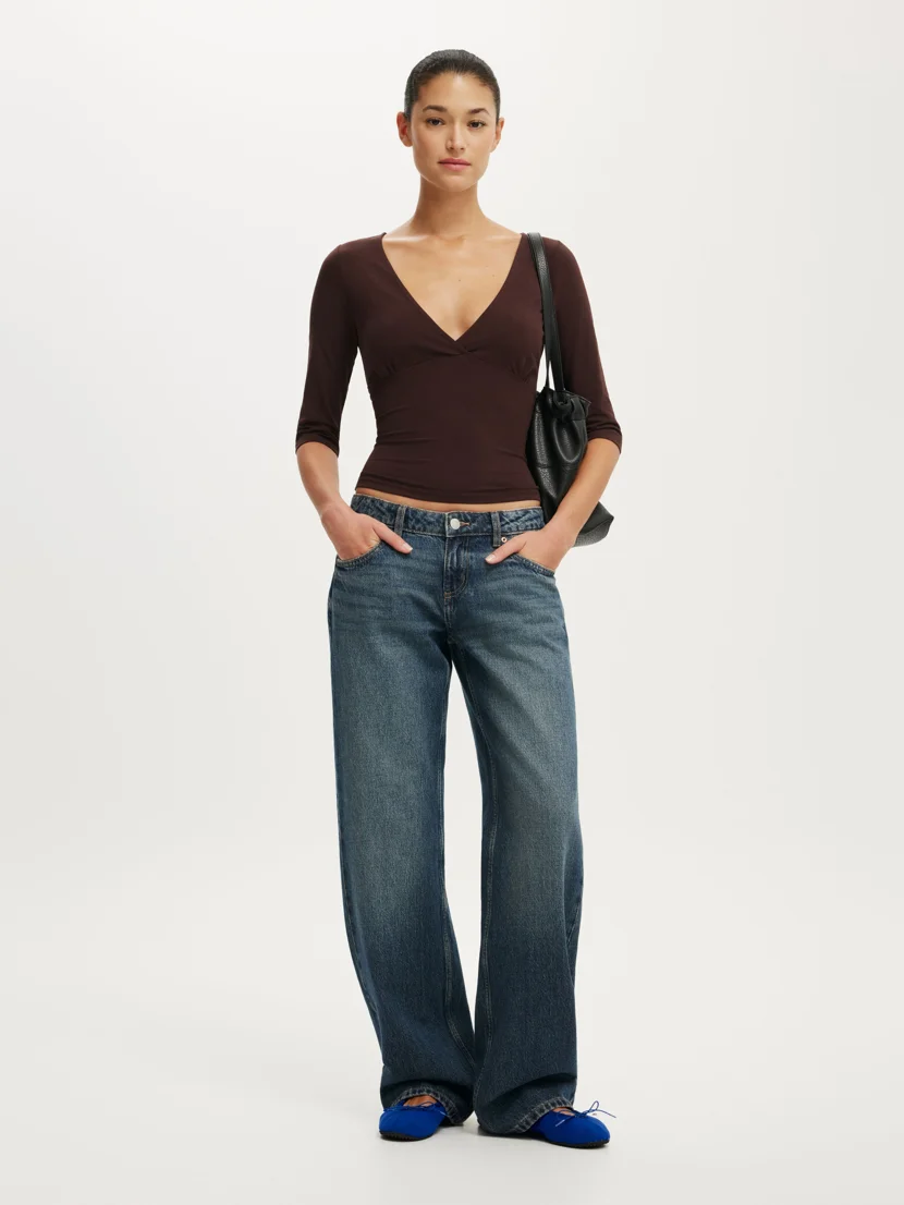 COTTON ON Áo Thun Tay Lừng Cổ V - Maple V Neck 3/4 Sleeve