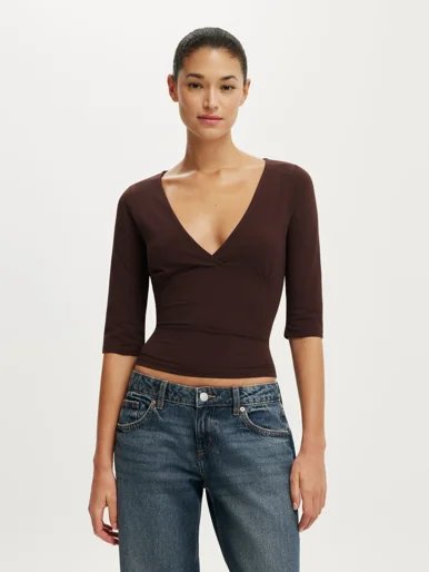COTTON ON Áo Thun Tay Lừng Cổ V - Maple V Neck 3/4 Sleeve